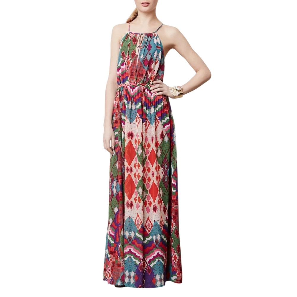 Maeve Anthropologie Halter Maxi Dress Size 6 Boho Wedding Guest Homecoming